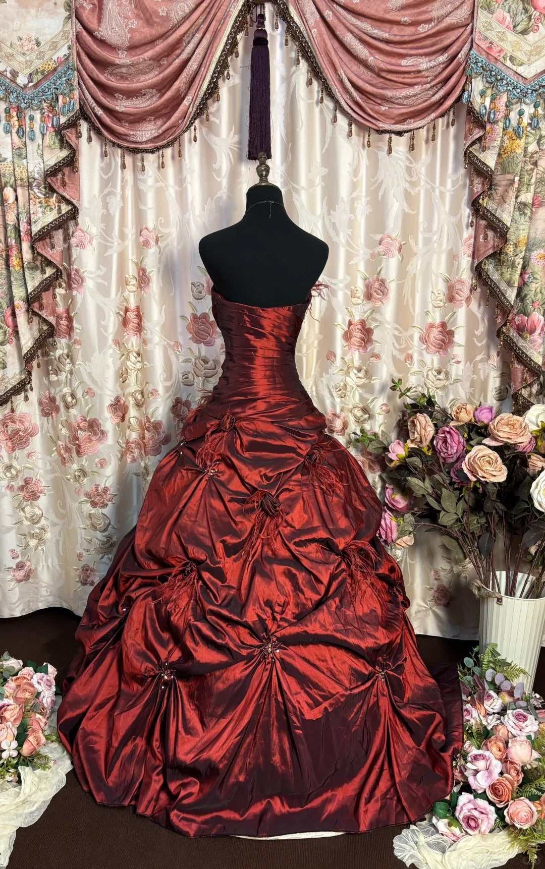 Red A Line Ball Gown Long Evening Party Dress