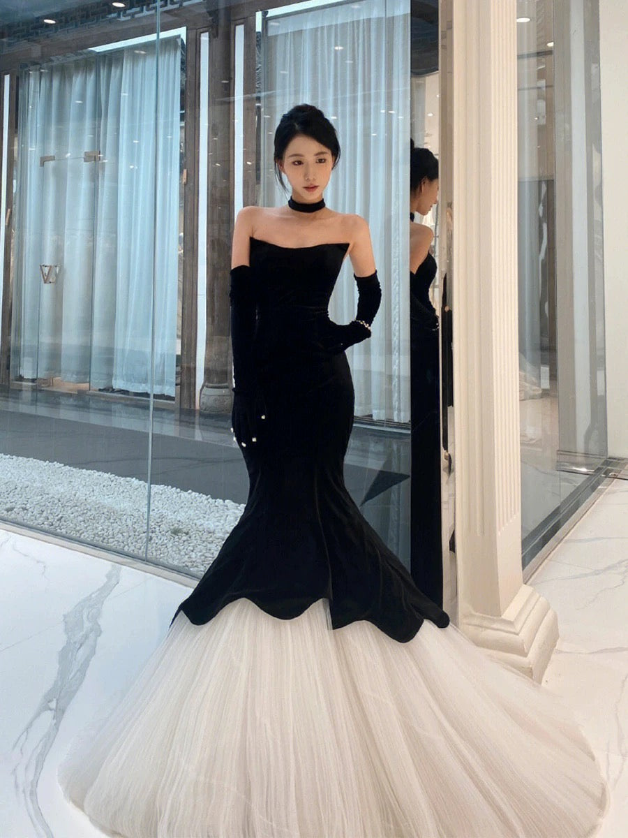 Black evening dress mermaid prom gown