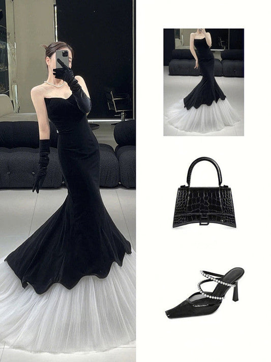 Black evening dress mermaid prom gown