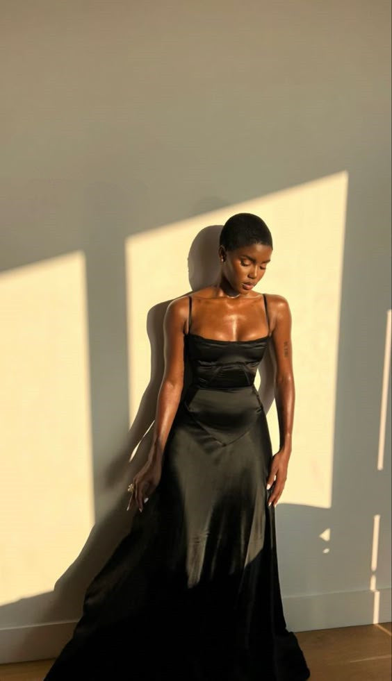 Black sexy prom dress evening gowns black girl women formal Dress