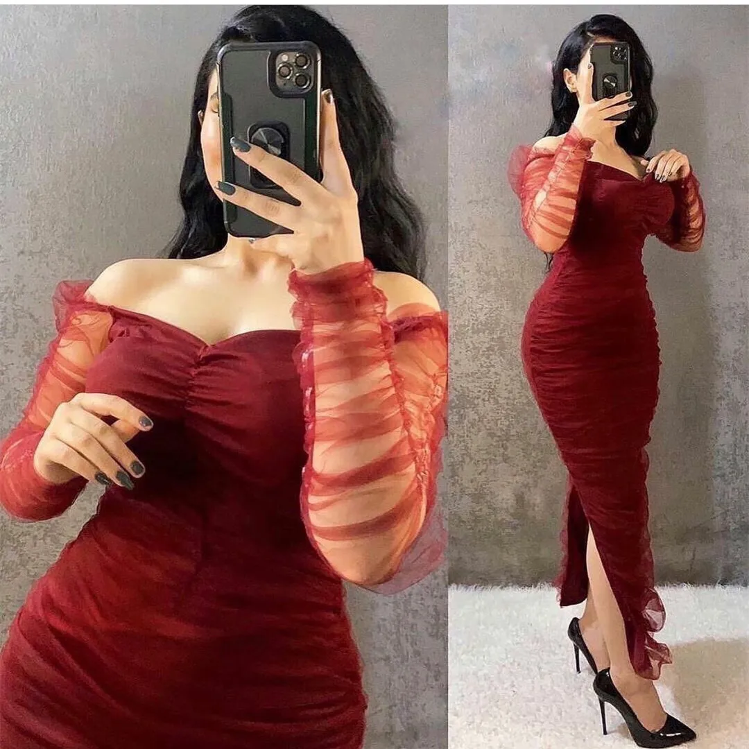Sexy Sheath Off Shoulder Evening Gown Prom Party Dresses