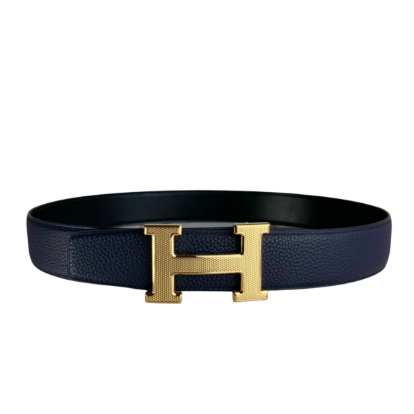 HERMES BELT TOGO SWIFT GOLD BUCKLE BLUE 38MM