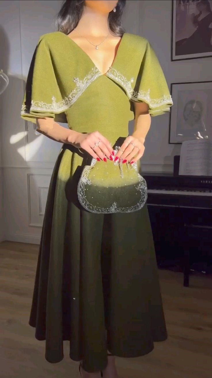 Elegant A line Prom Dress Green Evening Dress Formal Prom Gown