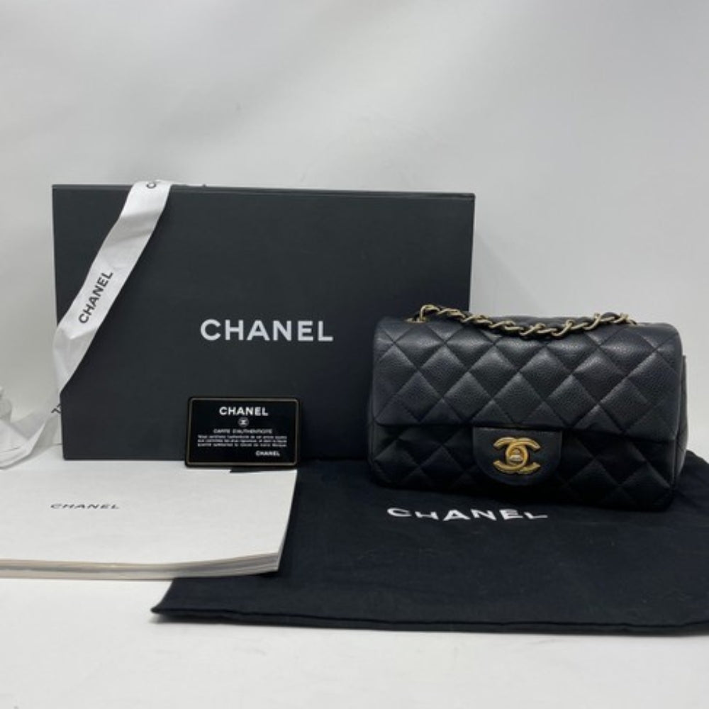 Chanel Classic Flap Caviar Black Crossbody Bag 20Cm