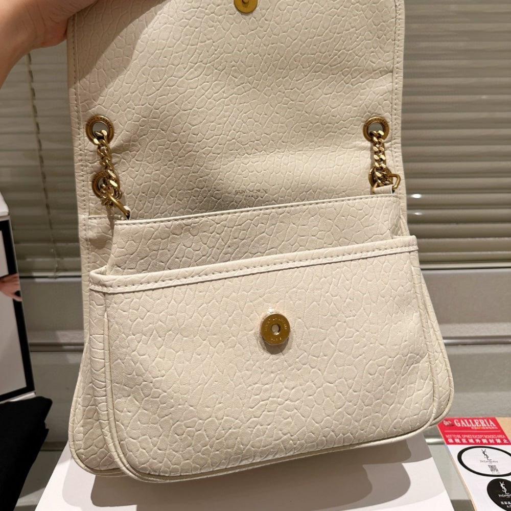Saint Laurent Niki Vintage Medium In Grained White 28Cm 633178Aacyt9207