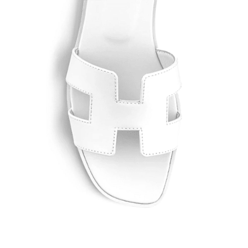 Hermes Oran Sandals Full White