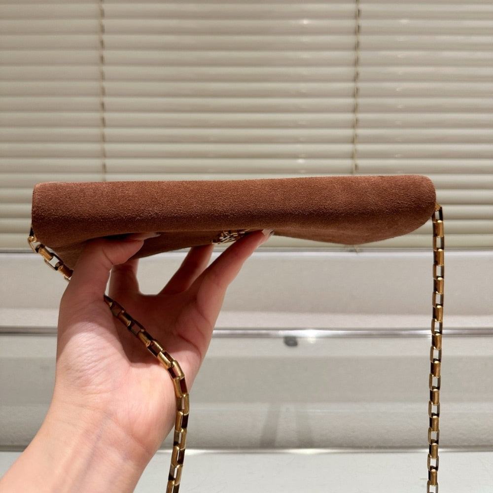 Saint Laurent Reversible Kate Medium In Suede Brown 22Cm 5538041S78W7761