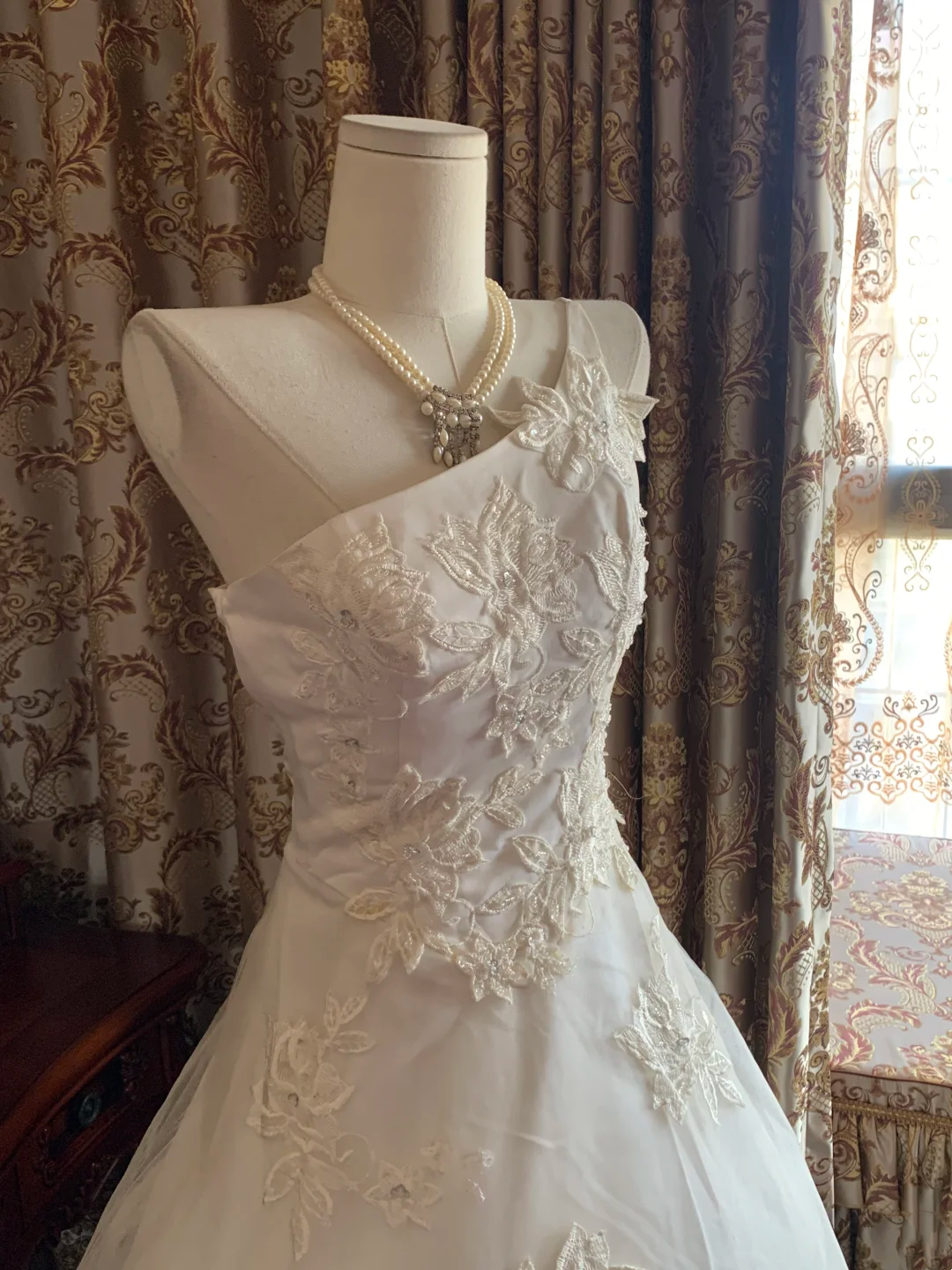 White One Shoulder Spaghetti Strap Fitted Waist Puffy Ball Gown, Birthday Party Dress, Wedding Bridal Gown gh7272