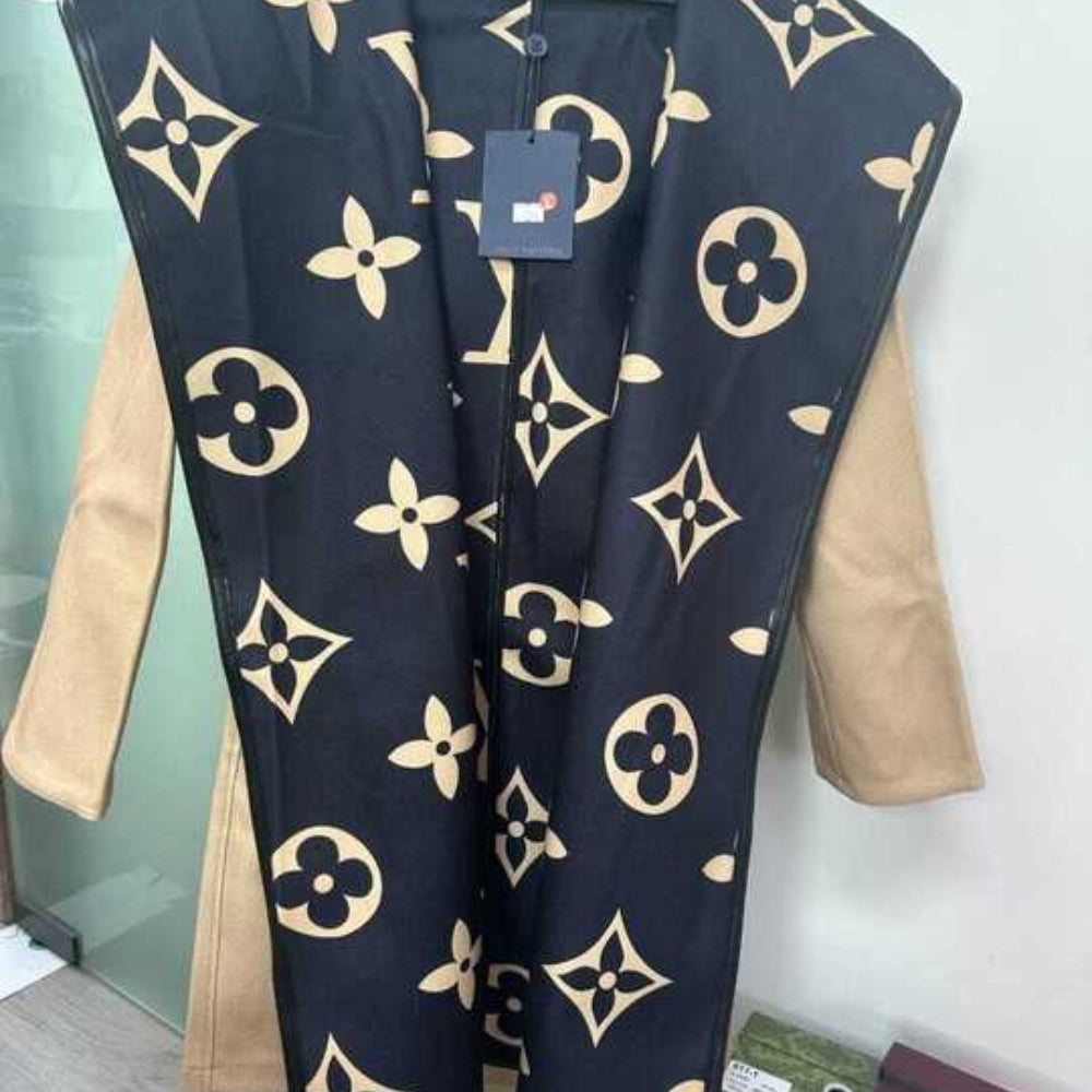 Louis Vuitton Hooded Coat Double Faced Silk Wool Brown