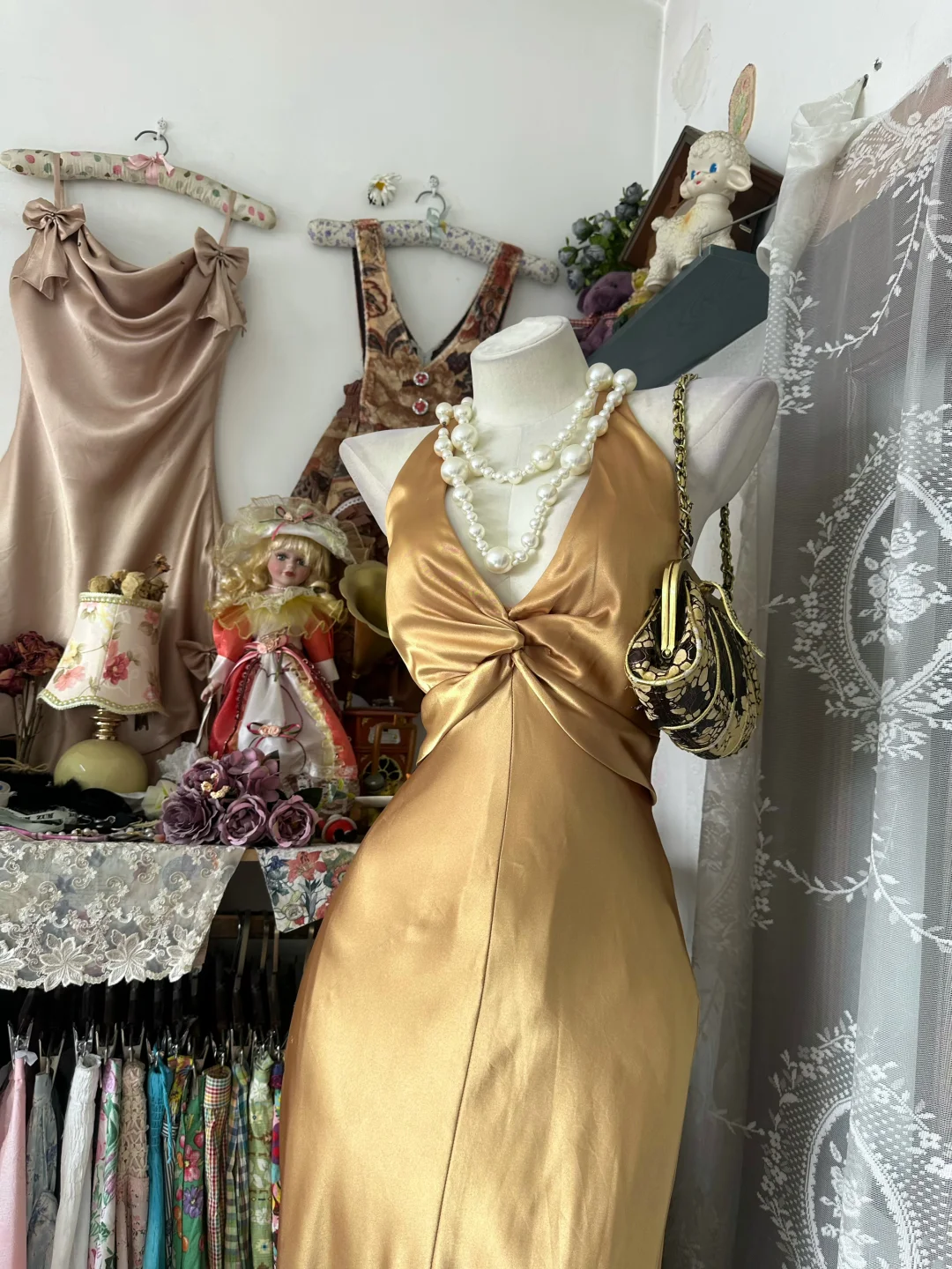 Gold Halter Neck Fitted Waist Slim Sexy Long Prom Dress, Evening Gown gh7199