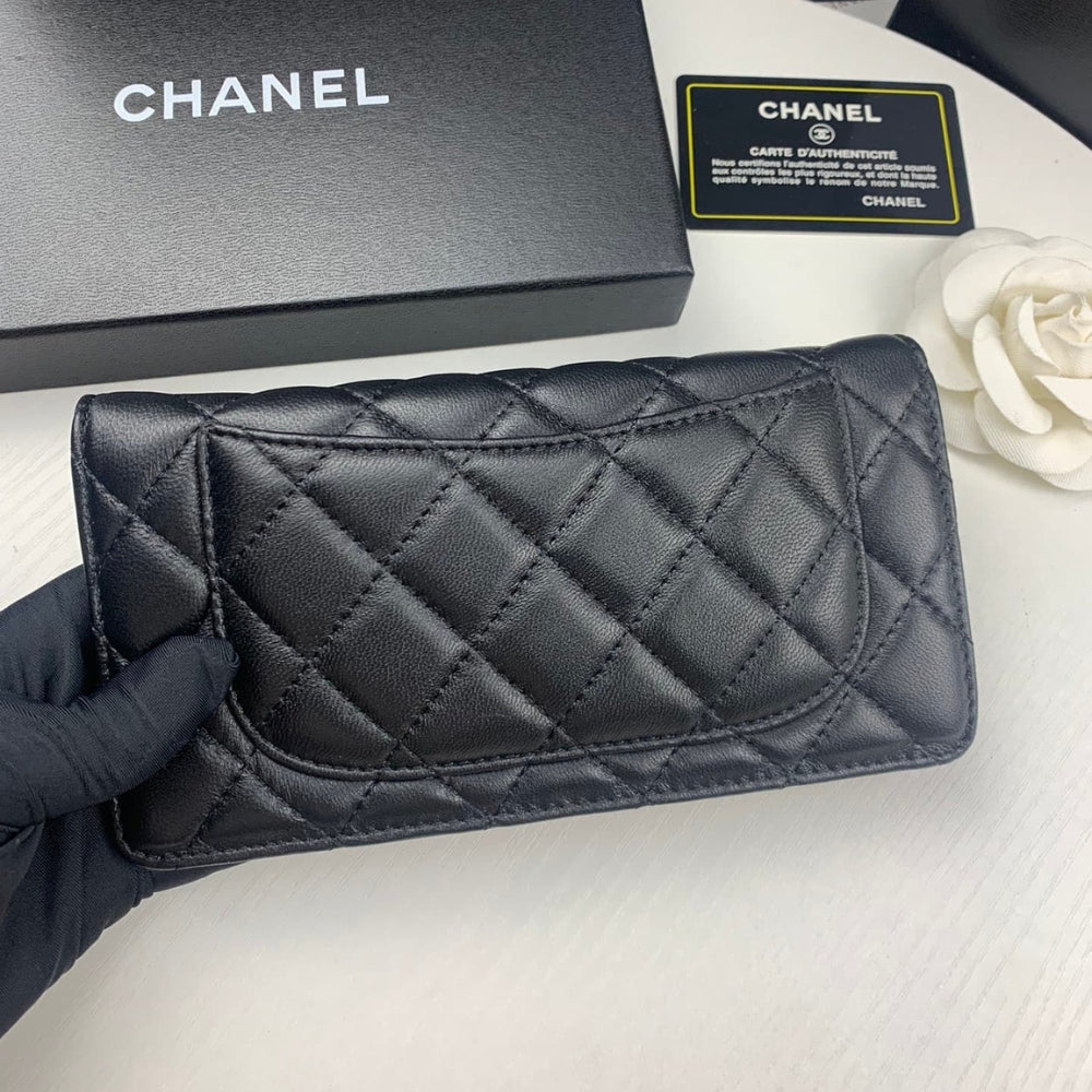 Chanel Black Quilted Classic Long Flap Wallet 19.5Cm