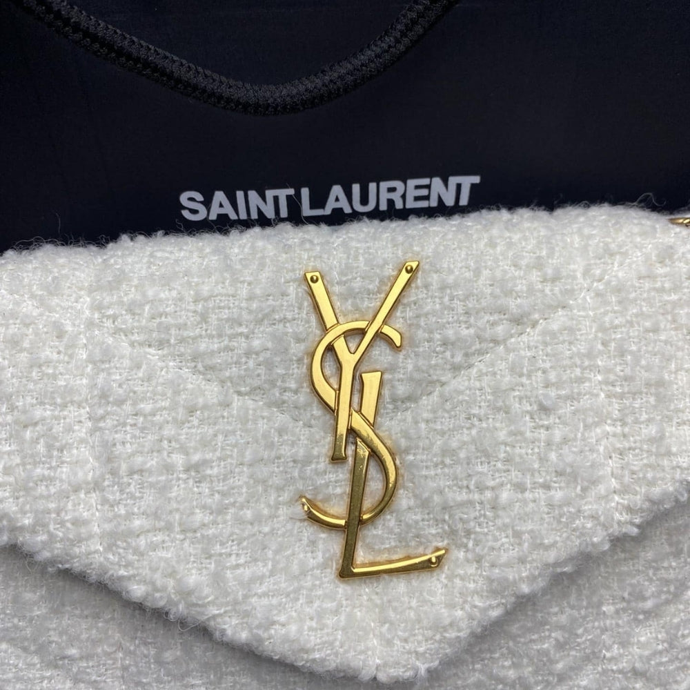 Saint Laurent Small Loulou Boucle Bag White 23Cm