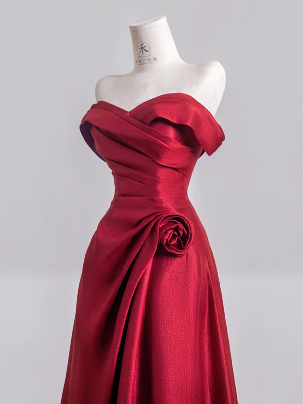 Red off-the-shoulder fitted waist slim-fitting ball gown/bridal dress R8239