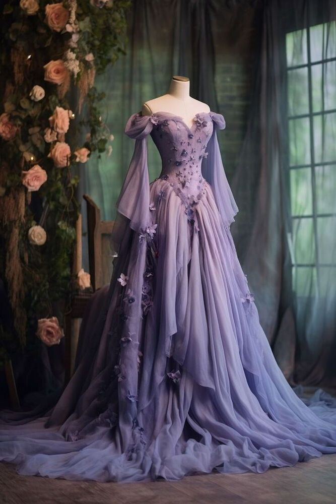 Purple Chiffon One Shoulder Prom Dress Fairy 3D Floral Appliques Sweet 16 Ball Gown cc1587