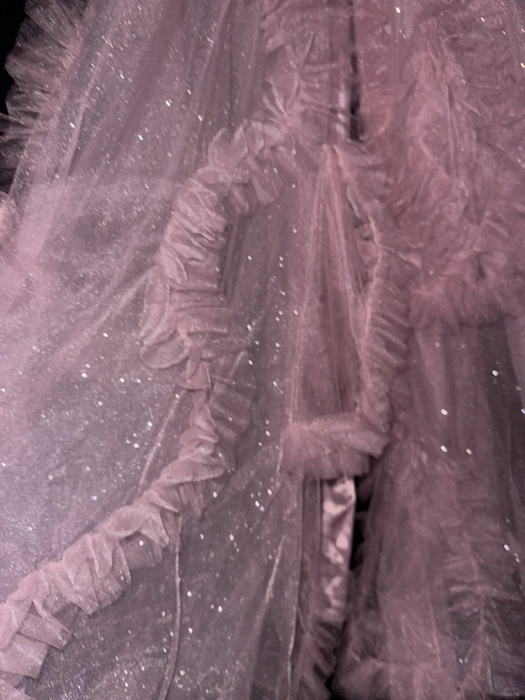 Vintage Pink Tiered Tulle Sequined Sweetheart Spaghetti Strap Evening Gown TP5371