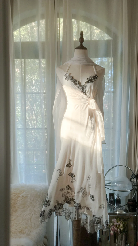 White halter neck fitted waist slim-fit lace skirt long ball gown R7695