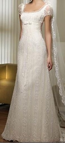 girlhomeshops--White Square Neck Classic Romantic Lace Elegant Long Wedding Dress gh5666