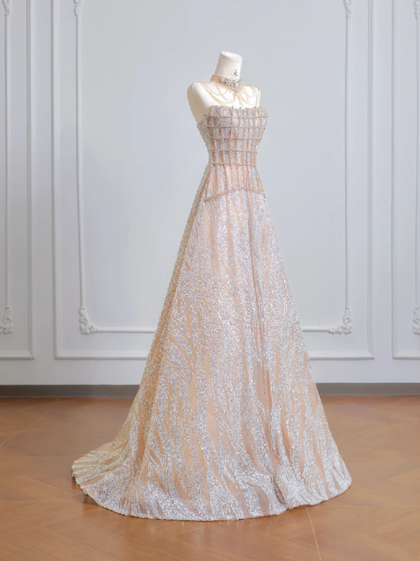 Light pink strapless fitted long ball gown with a classic and elegant style R8206