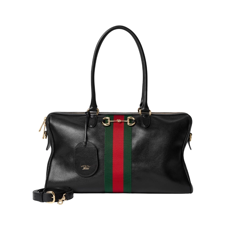 Gucci Borsetto Large Boston Bag Black Leather 38Cm