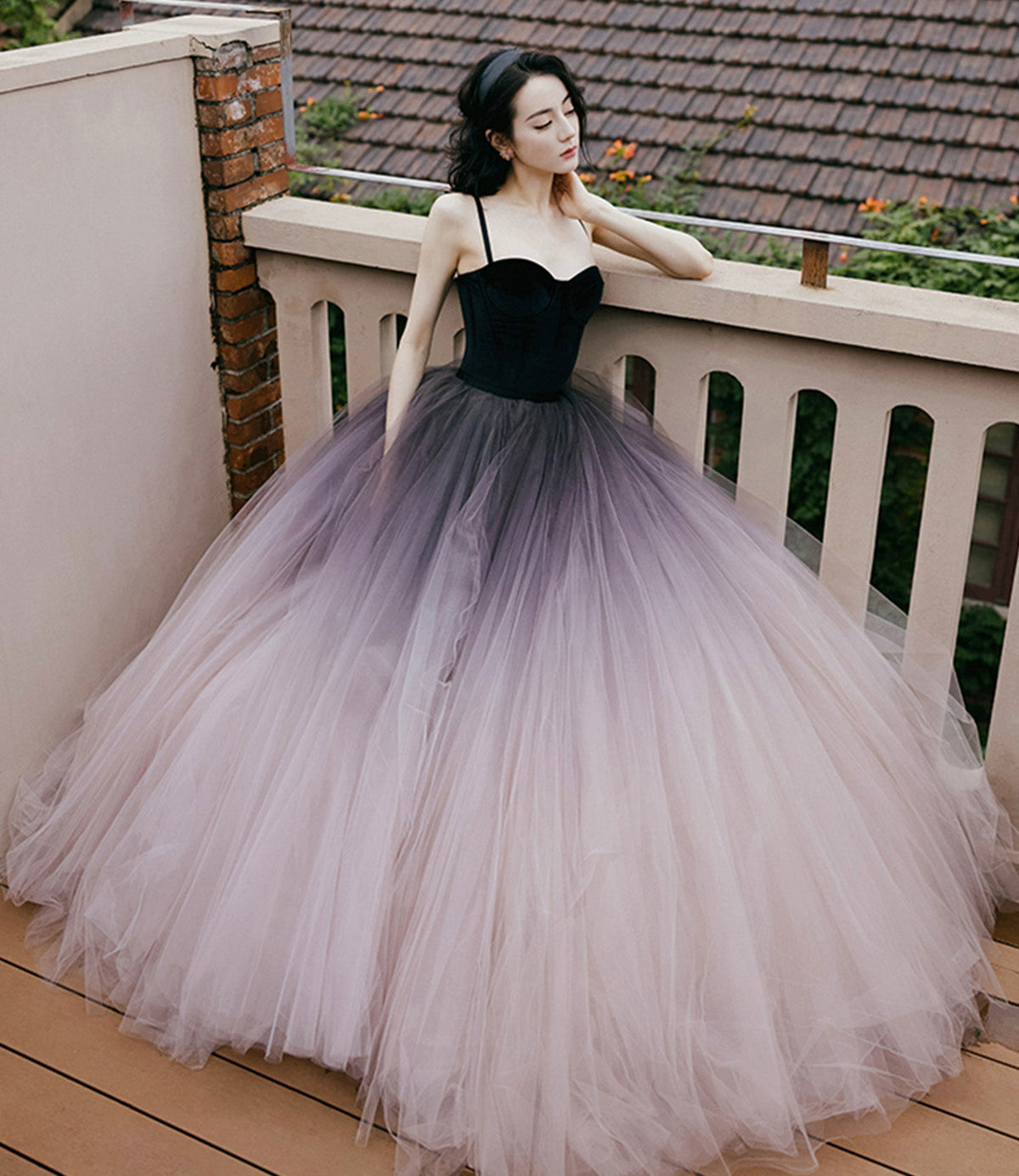 Cute tulle long prom dress A line evening gown 10570