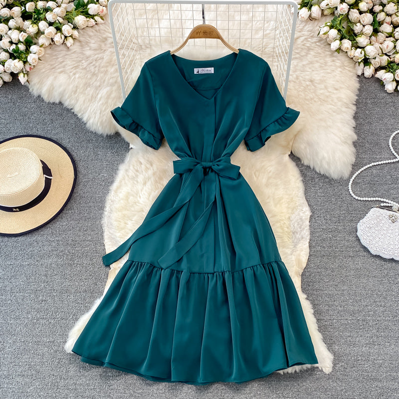 Cute V Neck Short Dress A Line Fashion Dress 10901