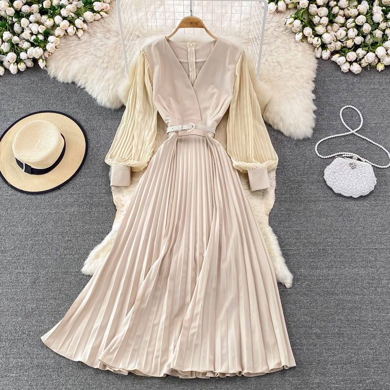 Elegant V Neck Long Sleeve Dress A Line Fashion Dress 10913