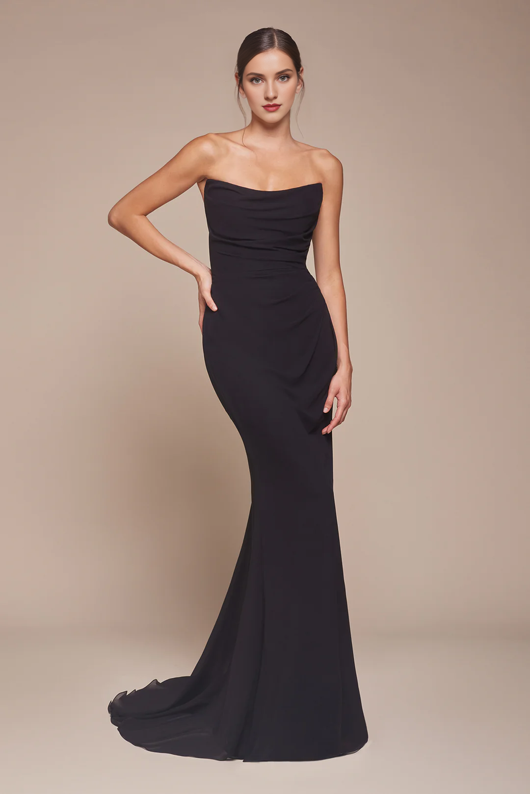 Chiffon long strapless long sleeved slim fit skirt