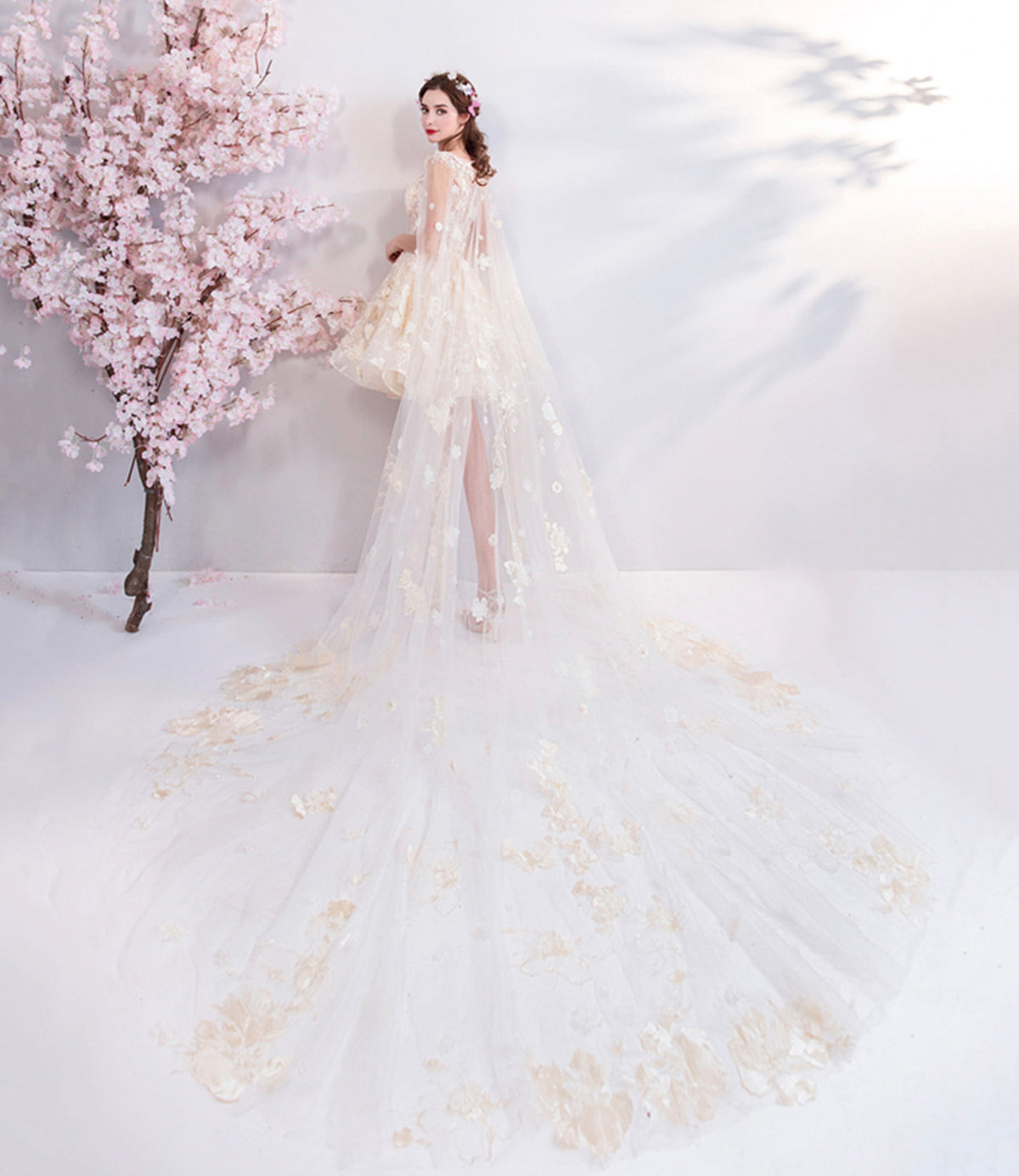 Champagne tulle lace short prom dress homecoming dress 10513