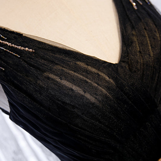 Black tulle long prom dress formal dress 8267