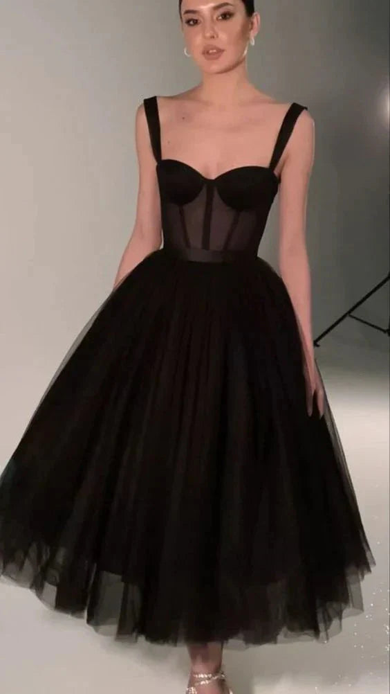 Black Fashion Sweetheart Neck Long Tulle Teen Prom Dress Tulle Prom Dresses Prom Gowns Graduation Prom