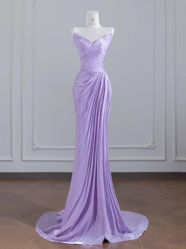 Light purple strapless fitted long ball gown R8245