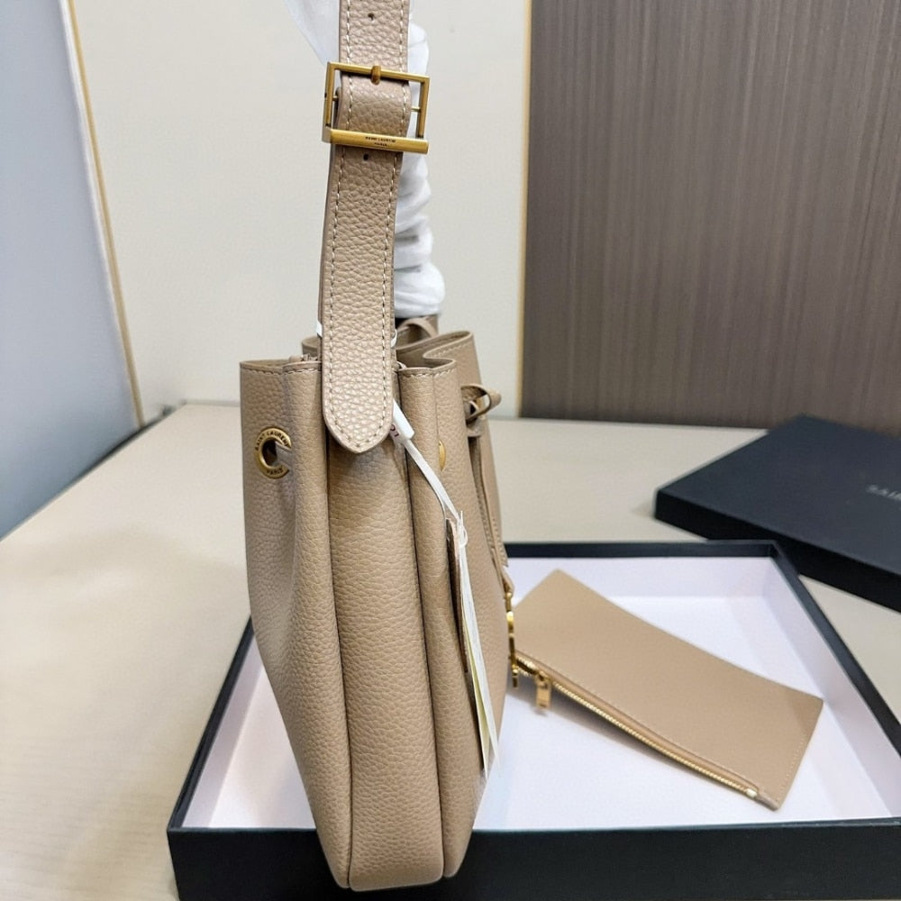 Saint Laurent Paris VII Hobo Bag Beige 30Cm