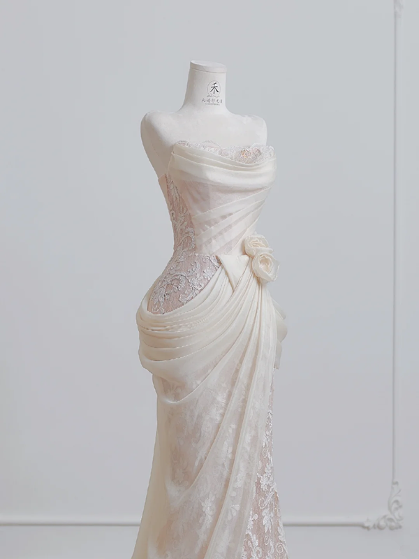 Light pink strapless fitted ball gown, bridal gown R8211