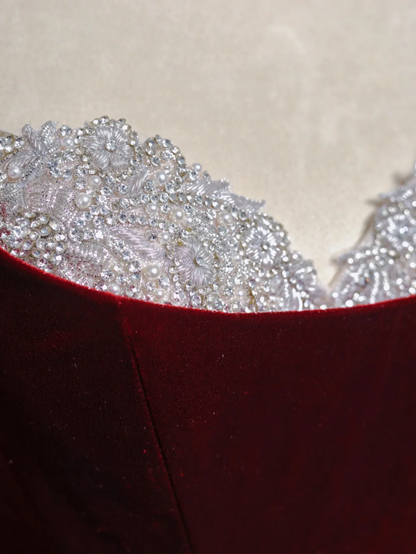 Red strapless, fitted, long, sexy ball gown/bridal dress R8358