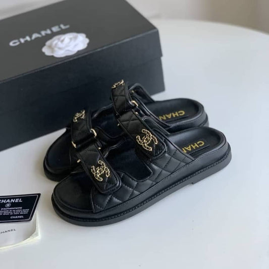 CHANEL CC DIAMOND QUILT SANDAL BLACK G45507 B15805 94305