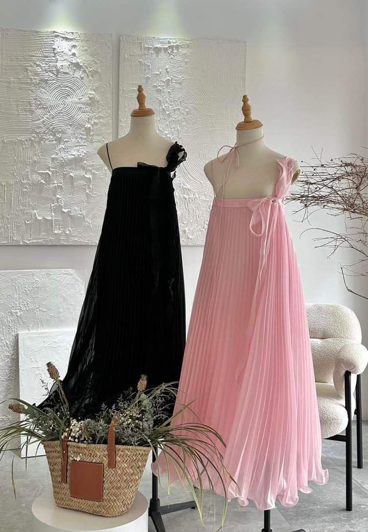 girlhomeshops--White/Blue/Pink/Black Suspender Long Chiffon Travel Holiday Dress gh5684
