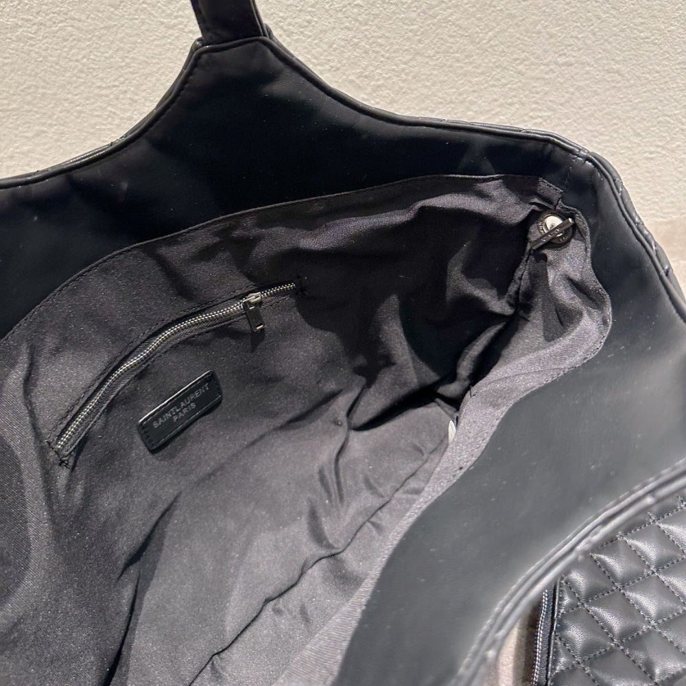 Saint Laurent Icare Shopping Bag In Quilted Black Silver 40Cm