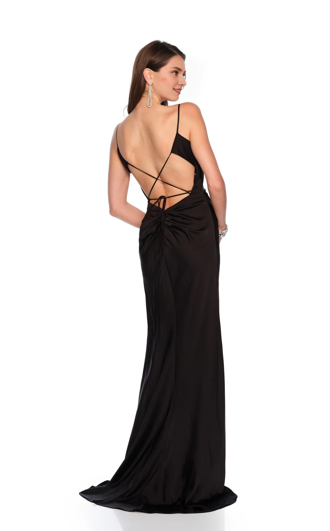 Asymmetric cape collar with thin shoulder straps and floor length Prom dress