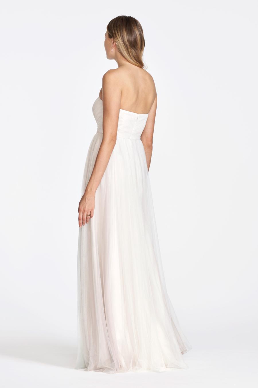 off shoulder collar sleeveless pleated sheer backless and floor length evening dress