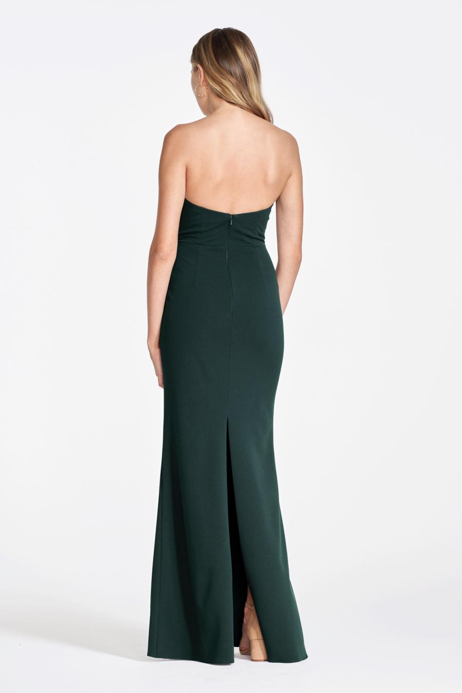 off shoulder collar sleeveless backless slit and floor length evening dress