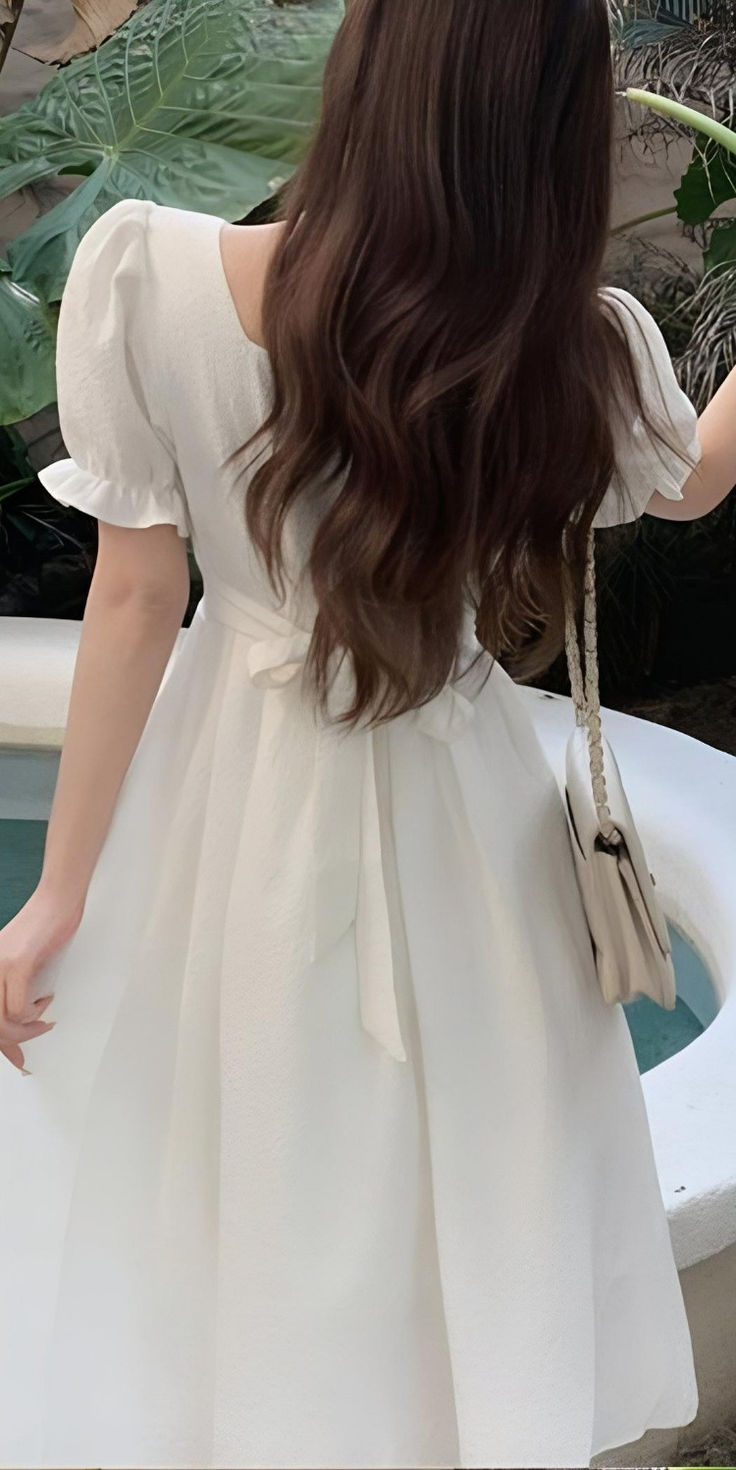 A Line White Short Sleeves Evening Gowns Party Prom Dress