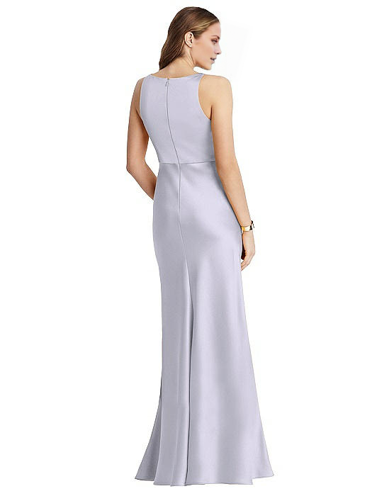 collar sleeveless satin and floor length Prom dress