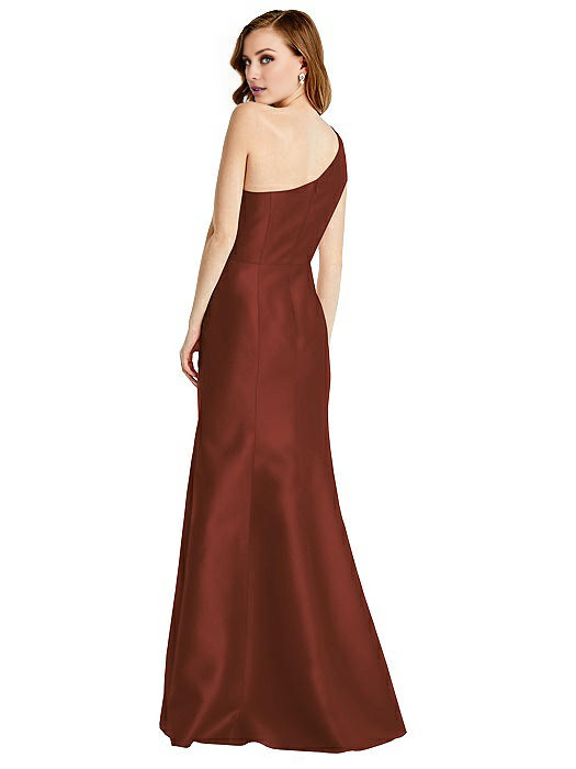 single shoulder collar off shoulder sleeveless backless side slit and floor length evening dress