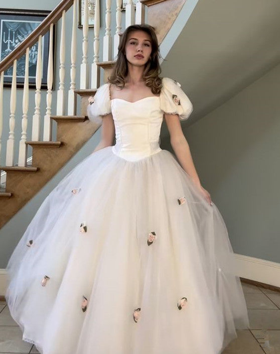 Classy tulle ball gown wedding dress 1980s princess style bridal gowns for women