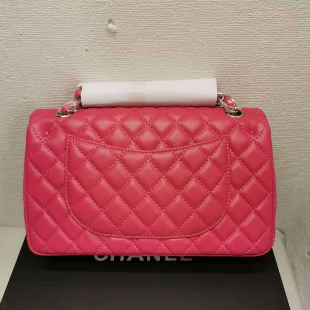 Chanel Medium Classic Flap Silver Hardware Pink 25Cm