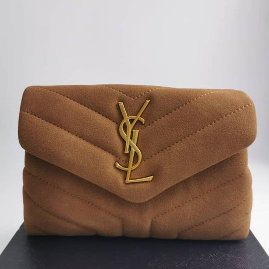 Saint Laurent Loulou Small Shoulder Bag In Suede Brown 22Cm