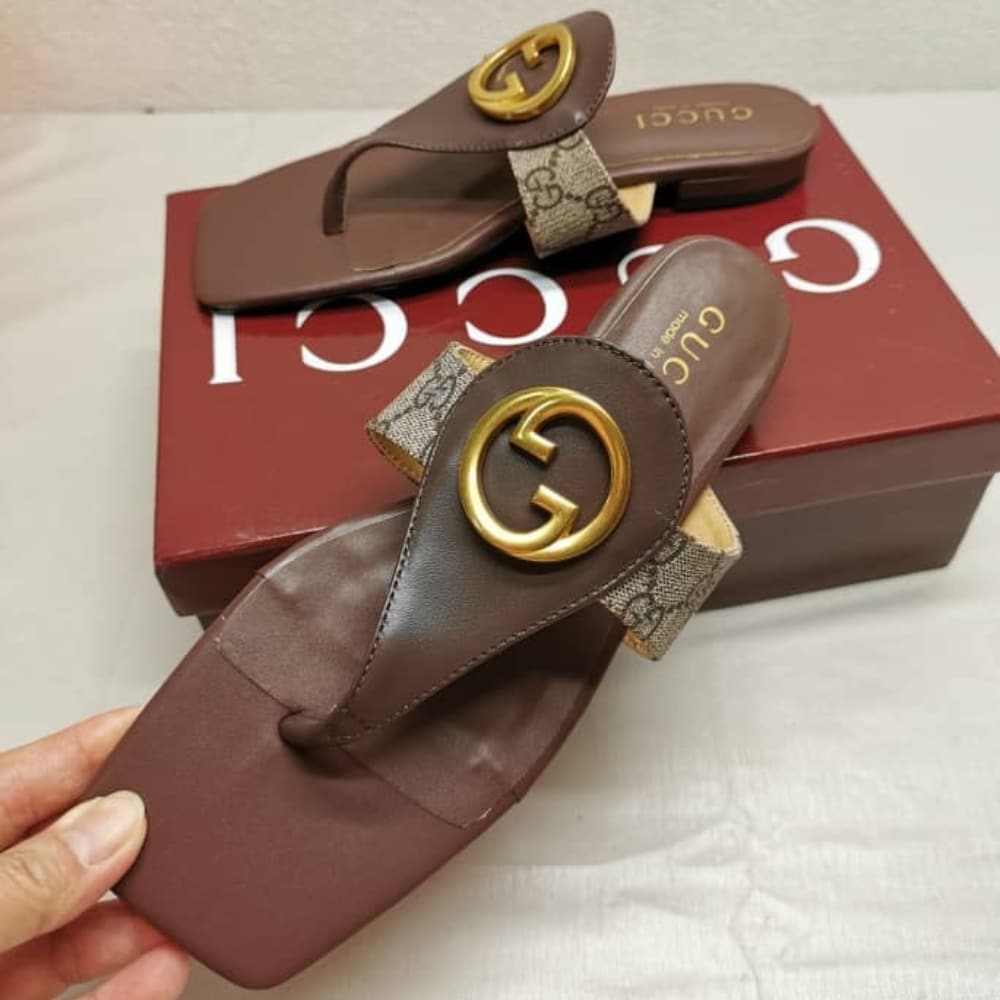 Gucci Blondie Thong Sandals Brown P00810550