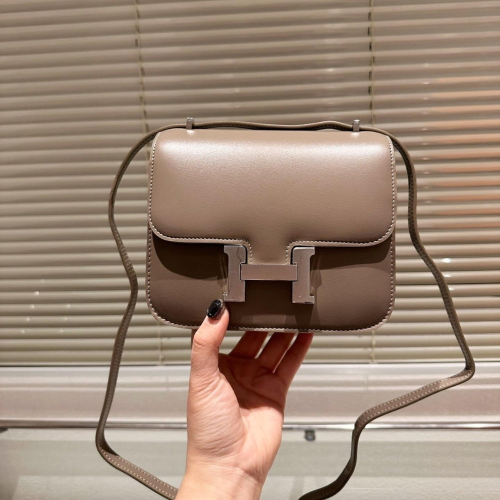 Hermes Constance Leather Bag Dark Beige 18Cm