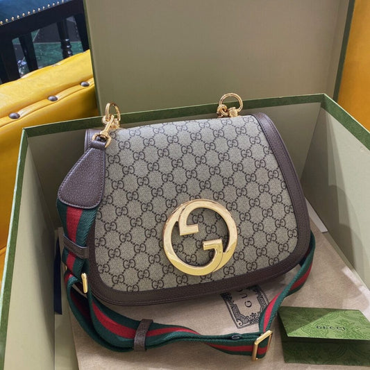 Gucci Blondie Medium Shoulder Bag Beige And Ebony 29Cm 699210 96IWG 8745