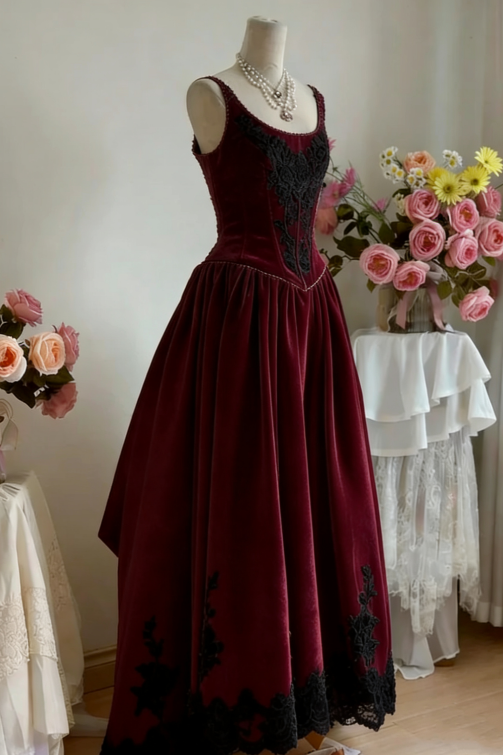 Vintage Velvet Holiday Dress, Exclusive Original Design Dress, Formal Dress, Ball Dress gh6540